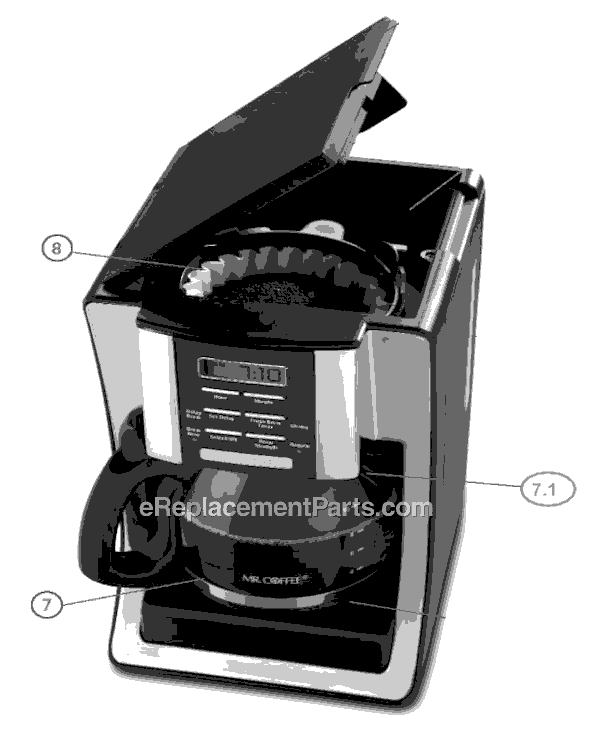 Page A Diagram and Parts List for BVMC-SJX23  Mr Coffee Coffee Maker